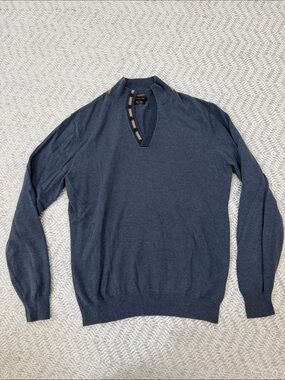 Men's Massimo Duti Navy Quarter-Zip Sweater
